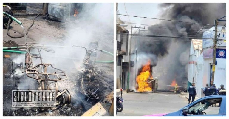 Cuando huía de la policía, camioneta cargada con ‘huachicol’ vuelca y explota en el centro de La Piedad dejando 3 fallecidos y 8 lesionados