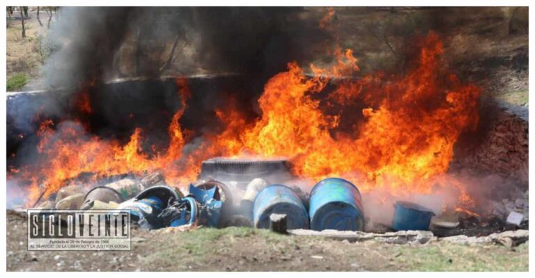 Fuerzas federales y estatales realizan la incineración de más de 842 kilos de drogas