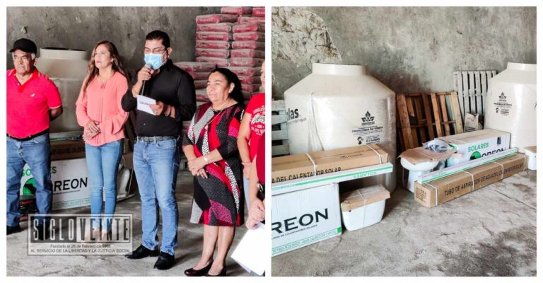 Para mejorar la calidad de vida de las familias del municipio de Juárez, el alcalde Cornelio Ríos entrega paquetes de calentadores solares