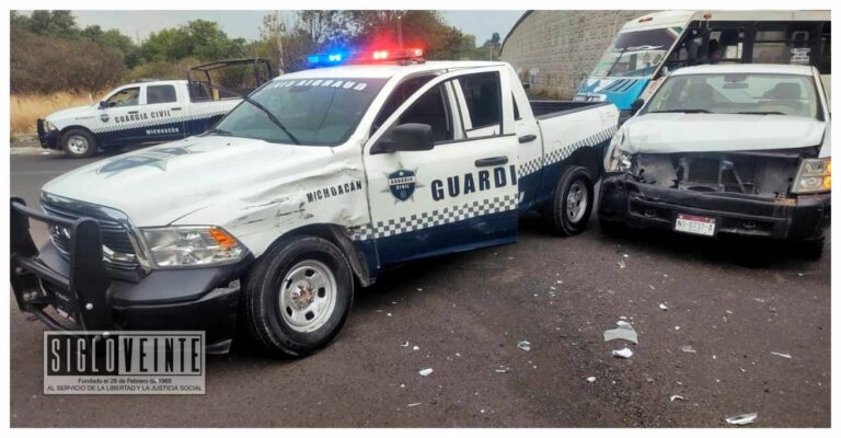 Sin lesionados, el choque entre patrulla de la Guardia Civil y camioneta particular en Morelia