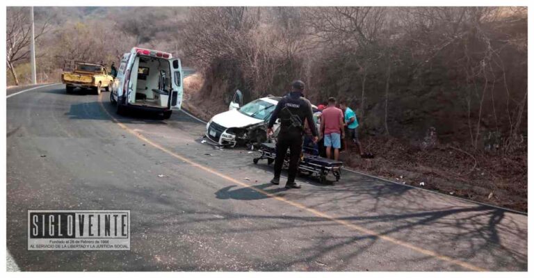 Tres personas lesionadas tras choque en la carretera Tiripetío-La Eréndira cerca de San Antonio de Las Huertas