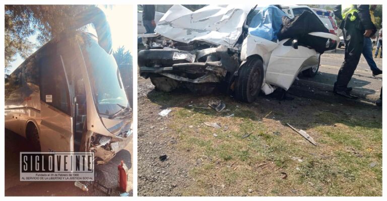 Tres personas pierden la vida al chocar autobús y taxi en la carretera federal 15