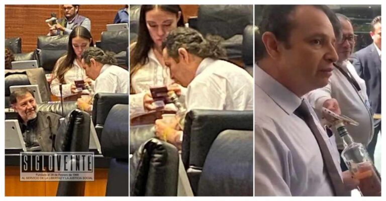 Diputado michoacano de Morena mete botella de vodka al Senado de la República