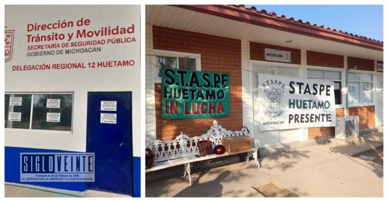 Empleados estatales, realizan en Huetamo toma de instalaciones para denunciar violencia contra las mujeres dentro de Casa de Gobierno