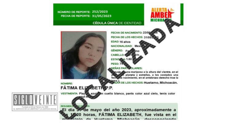 Localiza la FGE a una menor de edad reportada como desaparecida en Huetamo
