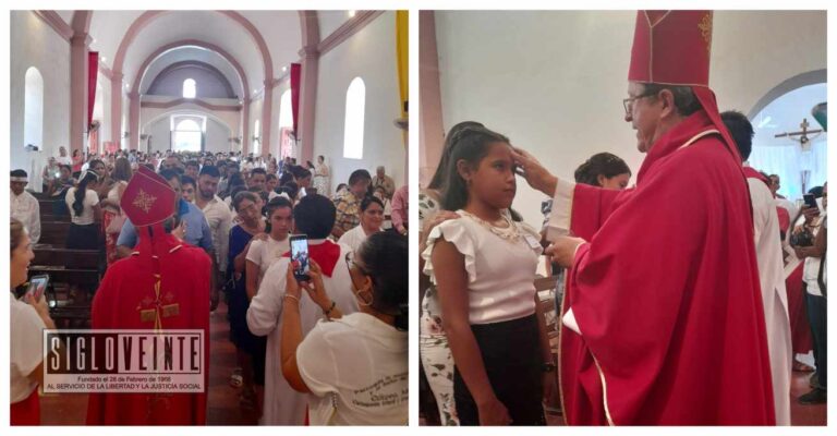 Monseñor Joel Ocampo Gorostieta confirma a más de cien jóvenes en la Parroquia del Señor del Perdón y la Asunción de María de Cútzeo