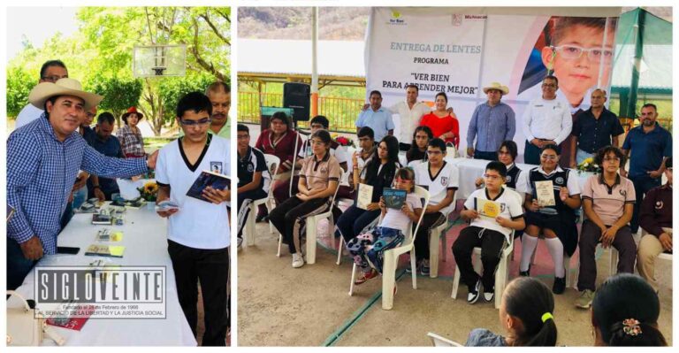 Presidente municipal de Tuzantla y Fundación «Ver Bien Para Aprender Mejor» entregan lentes a estudiantes para mejorar su aprendizaje
