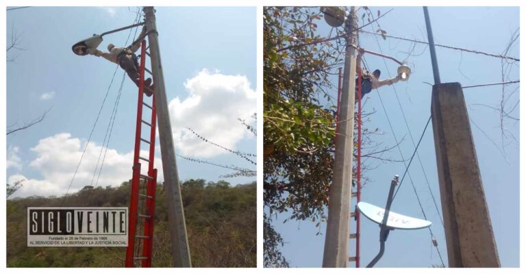 Realizan trabajos de rehabilitación de alumbrado público para garantizar la seguridad en comunidades del municipio de Nocupétaro