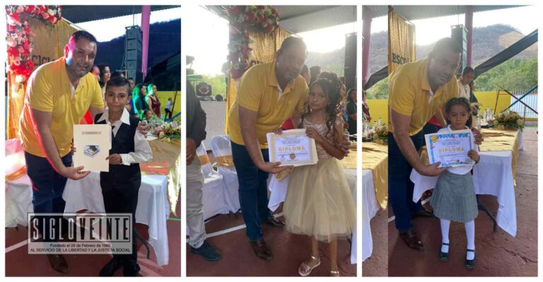 Alcalde de Churumuco asiste y felicita a los graduados de planteles educativos de la comunidad de La Caña