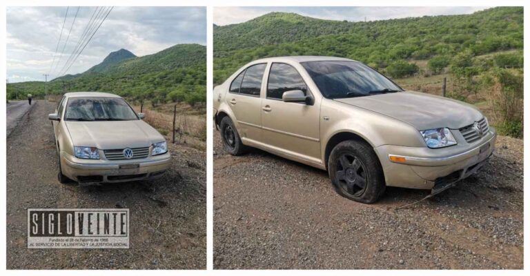 Fue localizado vehículo abandonado con huellas de accidente en los límites de Huetamo y San Lucas
