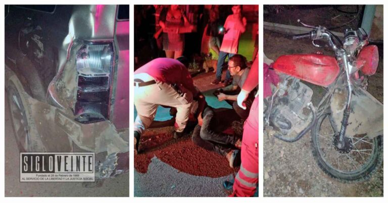 Accidente en la carretera a Tziritzícuaro deja herido a joven motociclista, el exceso de velocidad la causa del choque