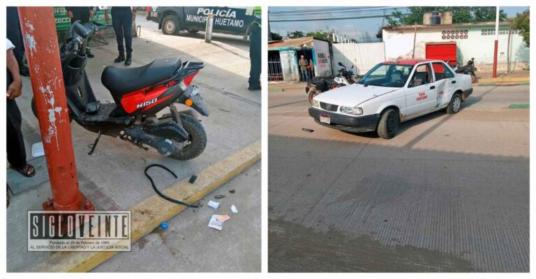Accidente de tráfico en la Glorieta Amalia Mendoza de Huetamo deja a una motociclista herida