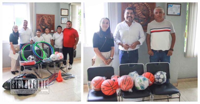 Cornelio Ríos Paniagua, refuerza su compromiso con la educación al entregar material deportivo a escuelas primarias del municipio de Juárez