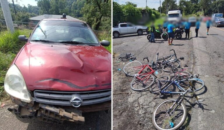 Detienen a conductor que atropelló a seis ciclistas peregrinos en la carretera Pátzcuaro-Uruapan