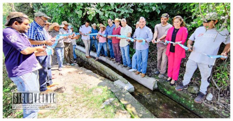 Ayuntamiento de Juárez y la SADER inauguran revestimiento del canal de riego en el Ejido El Rodeo