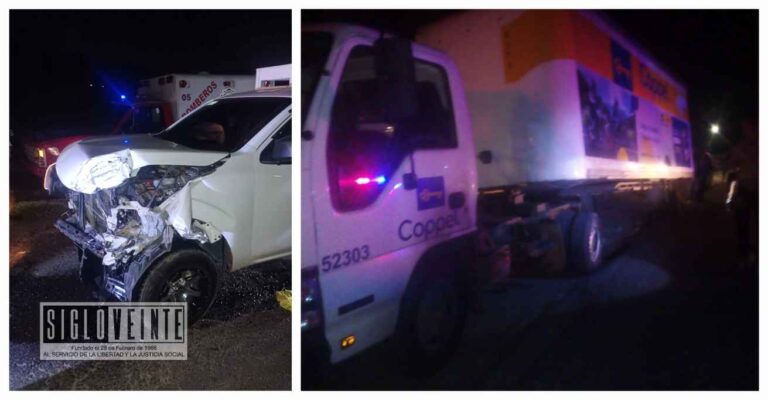 En la carretera Zitácuaro-Tuzantla, una camioneta y camión de Coppel chocan sin que hubiera lesionados