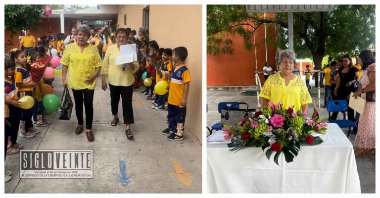 Tras 42 años de servicio, se jubila la Profesora María Elena Cervantes Gómez de la Escuela Primaria Hermenegildo Galeana de Huetamo