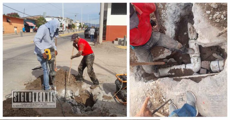 El Sistema de Agua Potable y Alcantarillado de Huetamo atiende dos fugas para garantizar abastecimiento de agua
