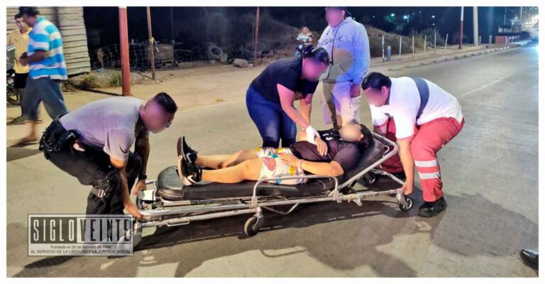 Incidente nocturno en la Avenida Madero Norte de Huetamo deja a mujer con lesiones