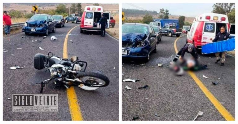 Motociclista resulta gravemente lesionado al chocar con un Chevrolet Aveo