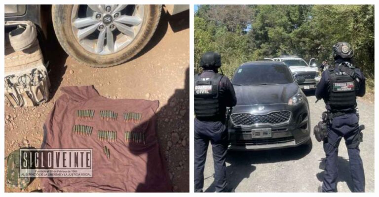 Aseguran Guardia Civil, Ejército y la Guardia Nacional vehículos y municiones tras operativo en Tacámbaro