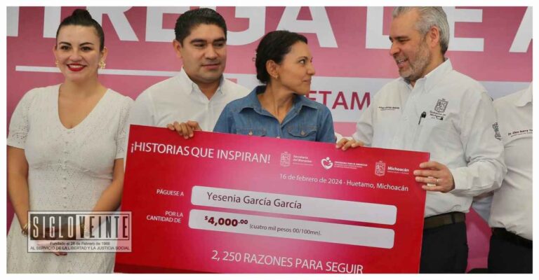 En Huetamo, el gobernador Alfredo Ramírez Bedolla entrega apoyos de los programas Mujeres con Cáncer y Familias Cuidadoras de Niñas y Niños con Cáncer