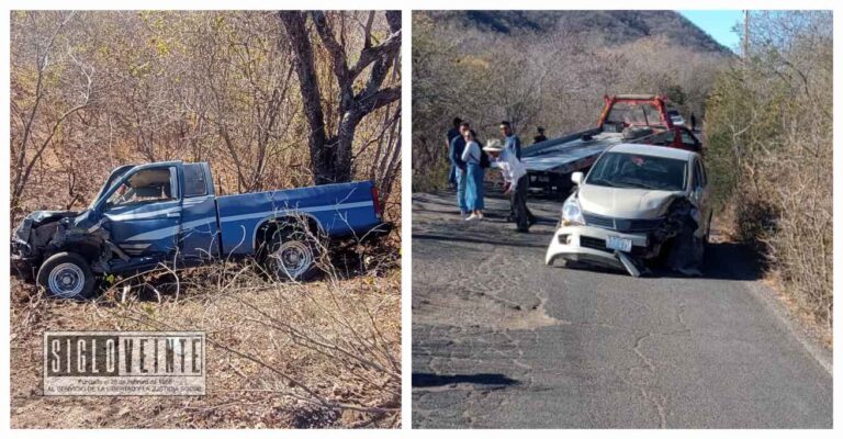 Vehículo invade carril y choca con camioneta cerca del entronque de La Eréndira, no hay heridos