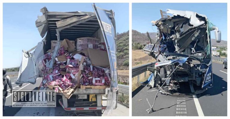 10 personas heridas tras colisión de autobús y tráiler en el municipio de Copándaro