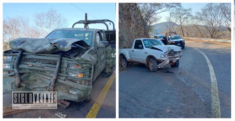 Choque entre camioneta y unidad militar deja dos soldados heridos cerca de Quenchendio