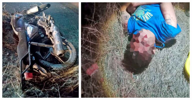 Motociclista resulta con hemorragia y golpes en la cabeza al accidentarse en moto en la carretera Huetamo-San Lucas