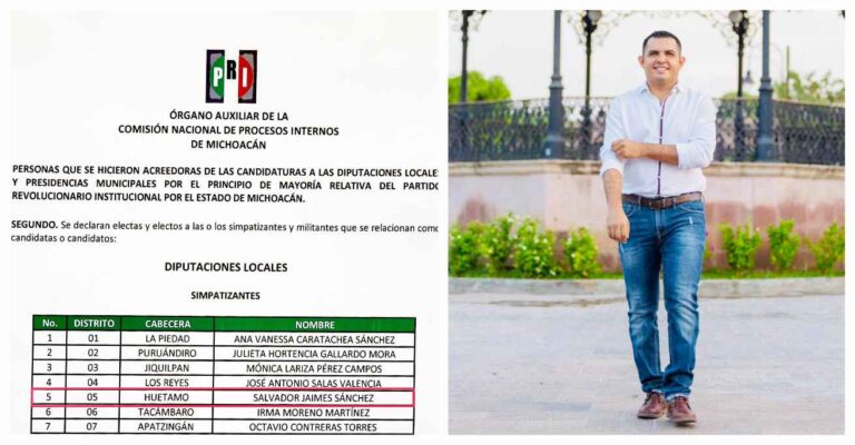 Salvador Jaimes Sánchez, fue elegido por el PRI para ser su candidato a la diputación local por el distrito de Huetamo
