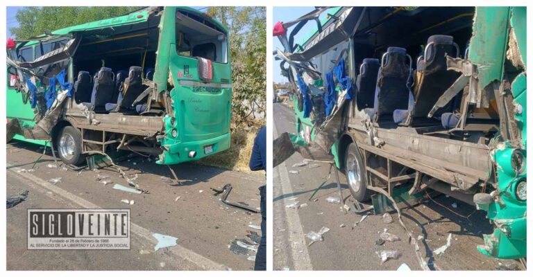 Remolque ‘rebana’ parte trasera de microbús dejando 14 lesionados en Tarímbaro