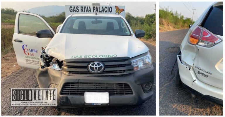 Ebrio conductor de empresa gasera, choca con camioneta en la carretera Huetamo-Riva Palacio