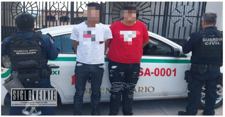 Detienen a dos hombres por robo con violencia a taxista en Chupícuaro