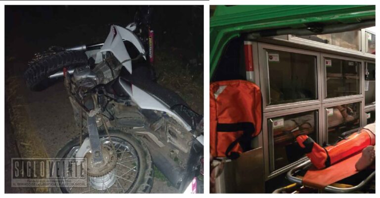 Ebrio sufre grave accidente al estrellar su motocicleta contra glorieta en Zamora