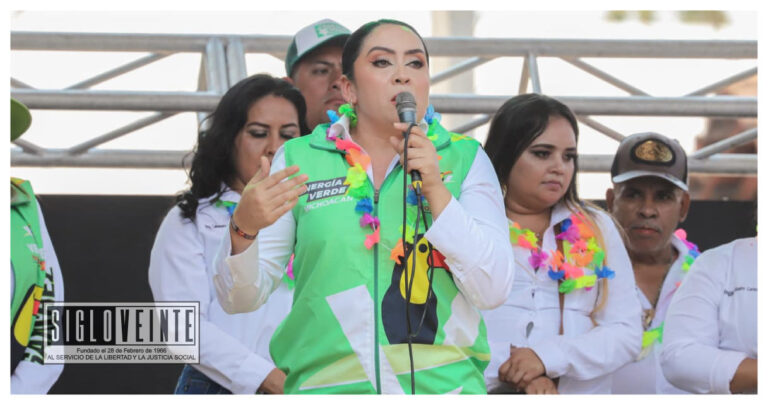 La candidata a diputada local Anabet Franco acude al cierre de campaña en Tiquicheo