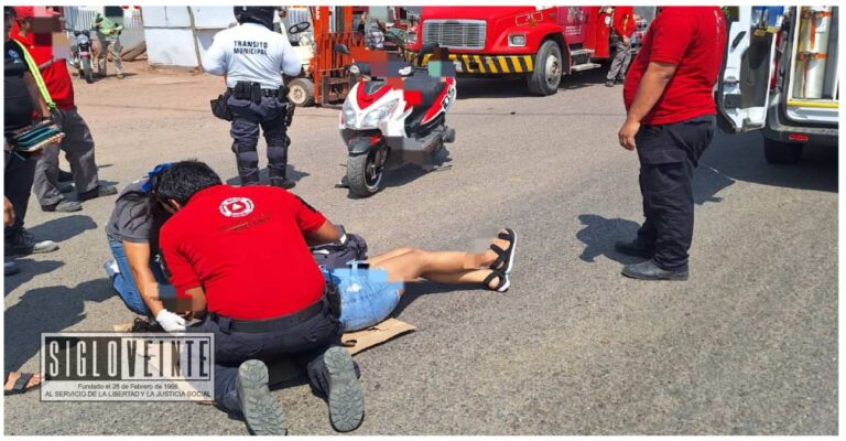 Accidente de motocicleta en Huetamo deja a una mujer herida