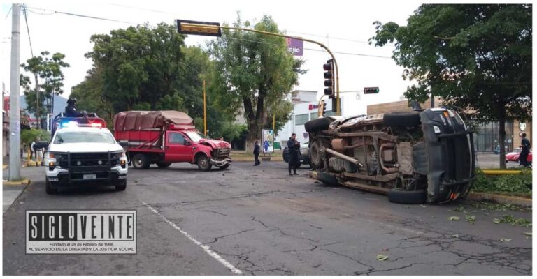 Cinco elementos de la Guardia Nacional resultan lesionados al volcar patrulla en Uruapan