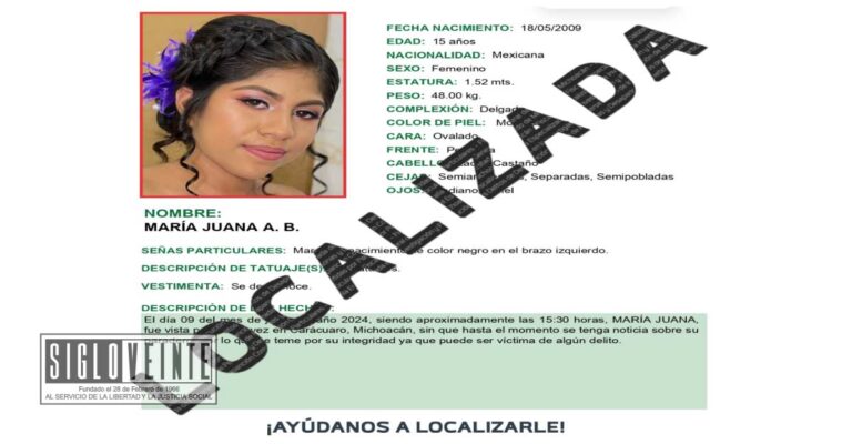 Desactiva la FGE Alerta Amber, tras localizar en Huetamo a una adolescente reportada como desaparecida en Carácuaro