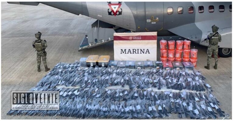 Marina asegura mega arsenal y droga en municipio de Veracruz