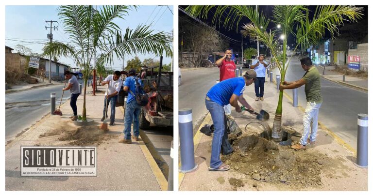 Realiza el Ayuntamiento de Huetamo acciones de embellecimiento de la imagen urbana en la Avenida Madero Norte