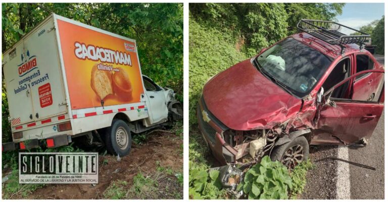 Choque entre un Aveo y una camioneta de Bimbo deja una persona lesionada en la carretera Huetamo-La Eréndira