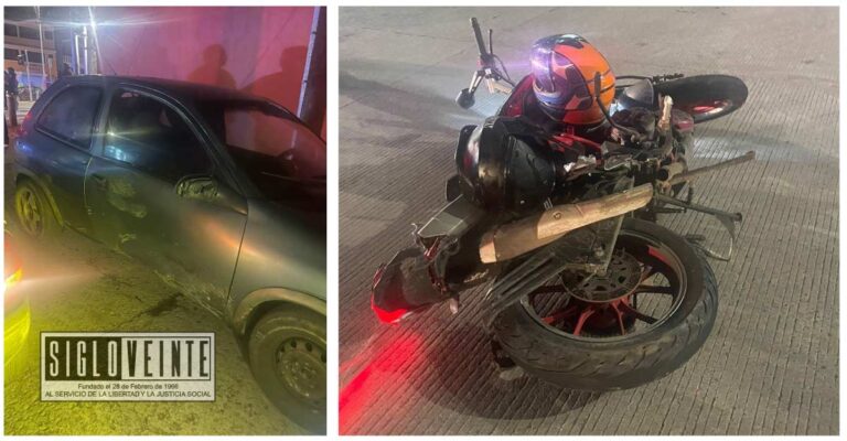 Dos jóvenes lesionados al chocar Chevy y moto, uno está grave