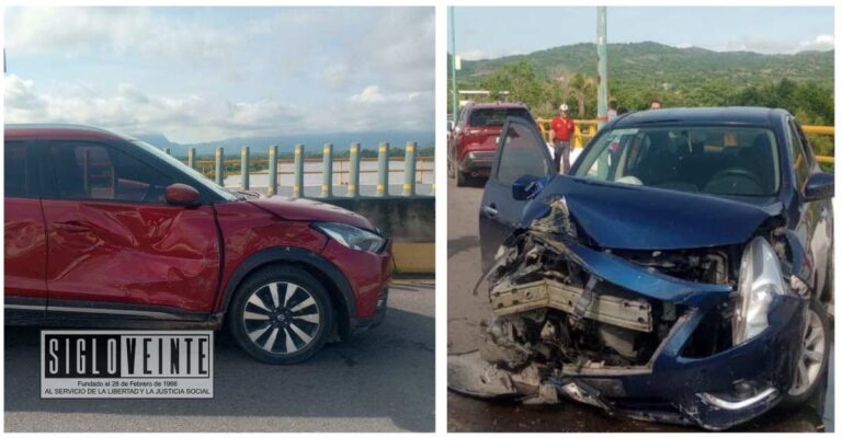 Fuerte choque vehicular en el puente Miguel Alemán Valdez que comunica Ciudad Altamirano y Coyuca de Catalán