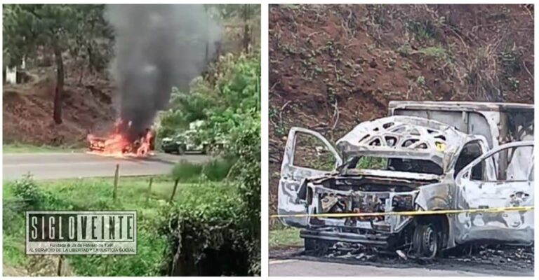 Queman camionetas de Correos de México en la carretera libre Uruapan-Lombardía
