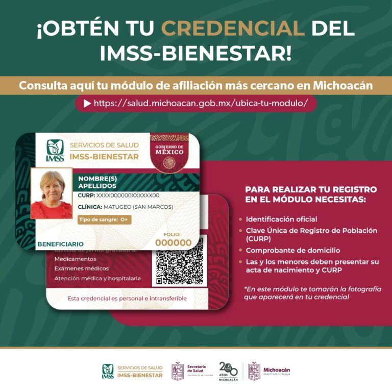 Afíliate al IMSS Bienestar en uno de los 36 módulos que hay en Michoacán, en los hospitales de Tuzantla y Carácuaro-Nocupétaro también