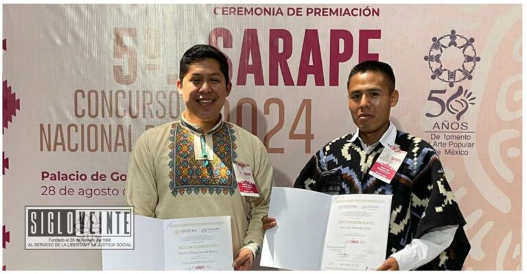 Artesanos michoacanos Santa Clara del Cobre y Zitácuaro ganan tercer lugar y mención en Concurso Nacional del Sarape