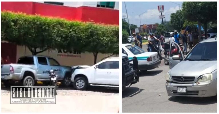Carambola entre 6 autos en Apatzingán deja cuantiosos daños materiales y crisis nerviosa en dos personas
