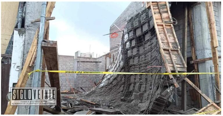 Cuatro albañiles heridos al colapsar colado en la ciudad de Morelia