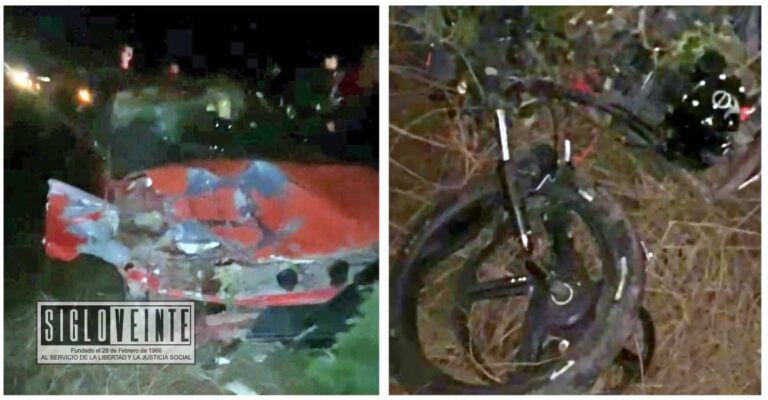 En Nueva Italia, choque de auto y bicicleta deja un joven fallecido y una mujer herida